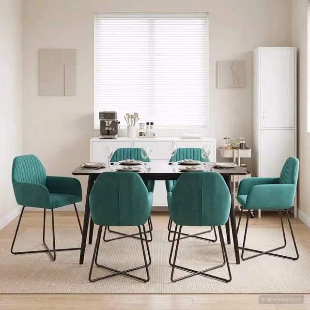 Sedie da pranzo 6 pz Velluto Turchese 55 x 50 x 84 cm 3428391