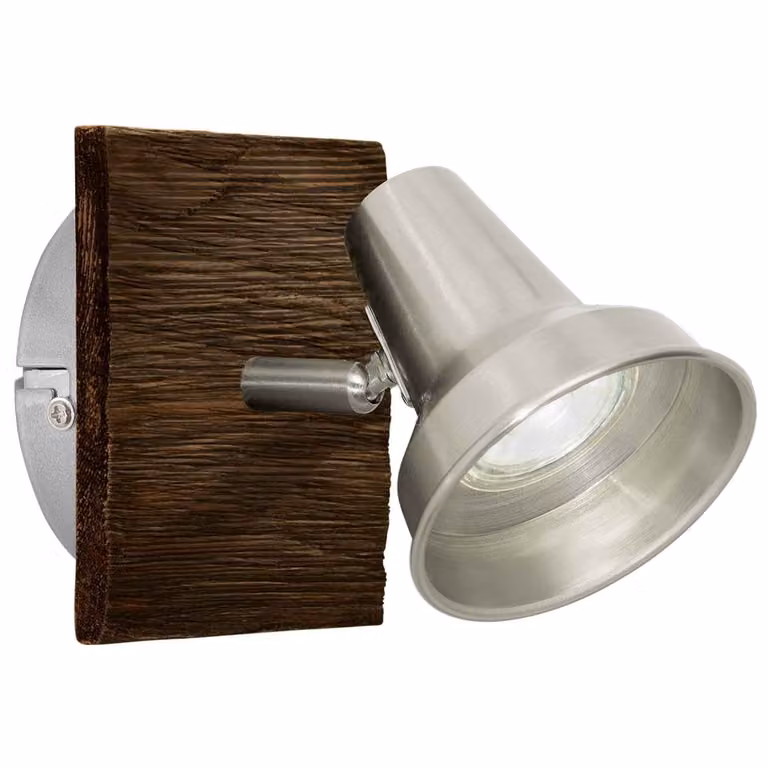 Applique LED, legno, spot regolabile, H 12 cm