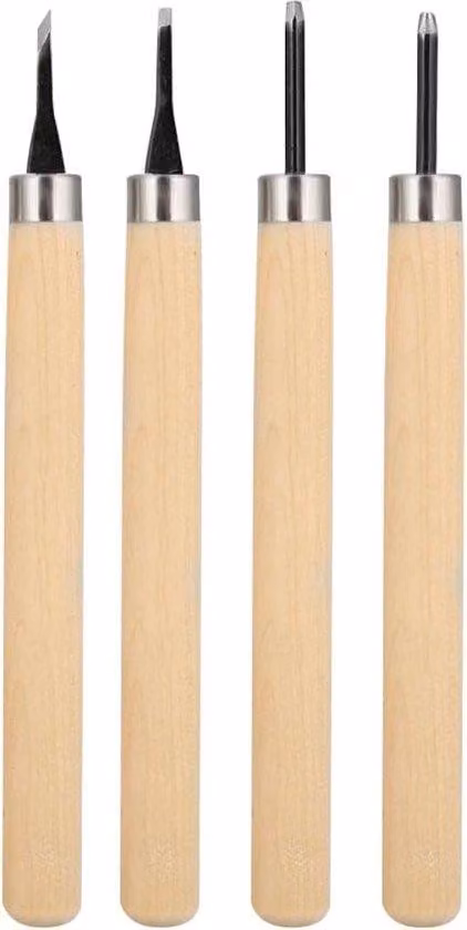Set di scalpelli da legno da 4 pezzi con tampone in gomma e levigatrice manuale