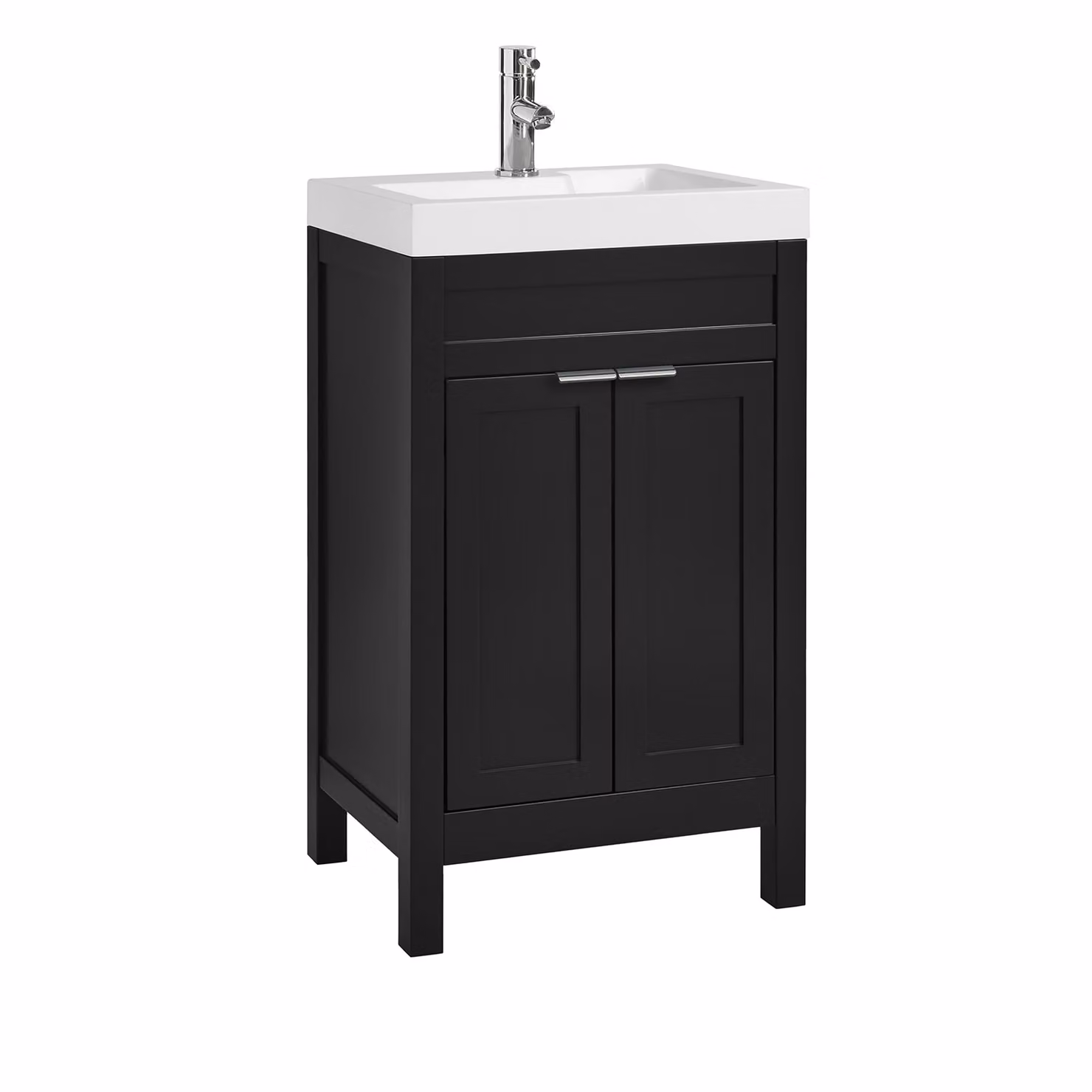Mobile Bagno Grigio Nero da 500mm con Lavabo e Maniglie Moderne con Impugnatura a Dito Cromate - Warwick