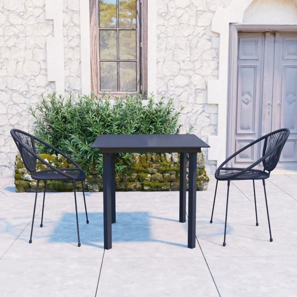 Maison Exclusive - Set da pranzo da giardino a 3 pezzi in rattan PVC nero