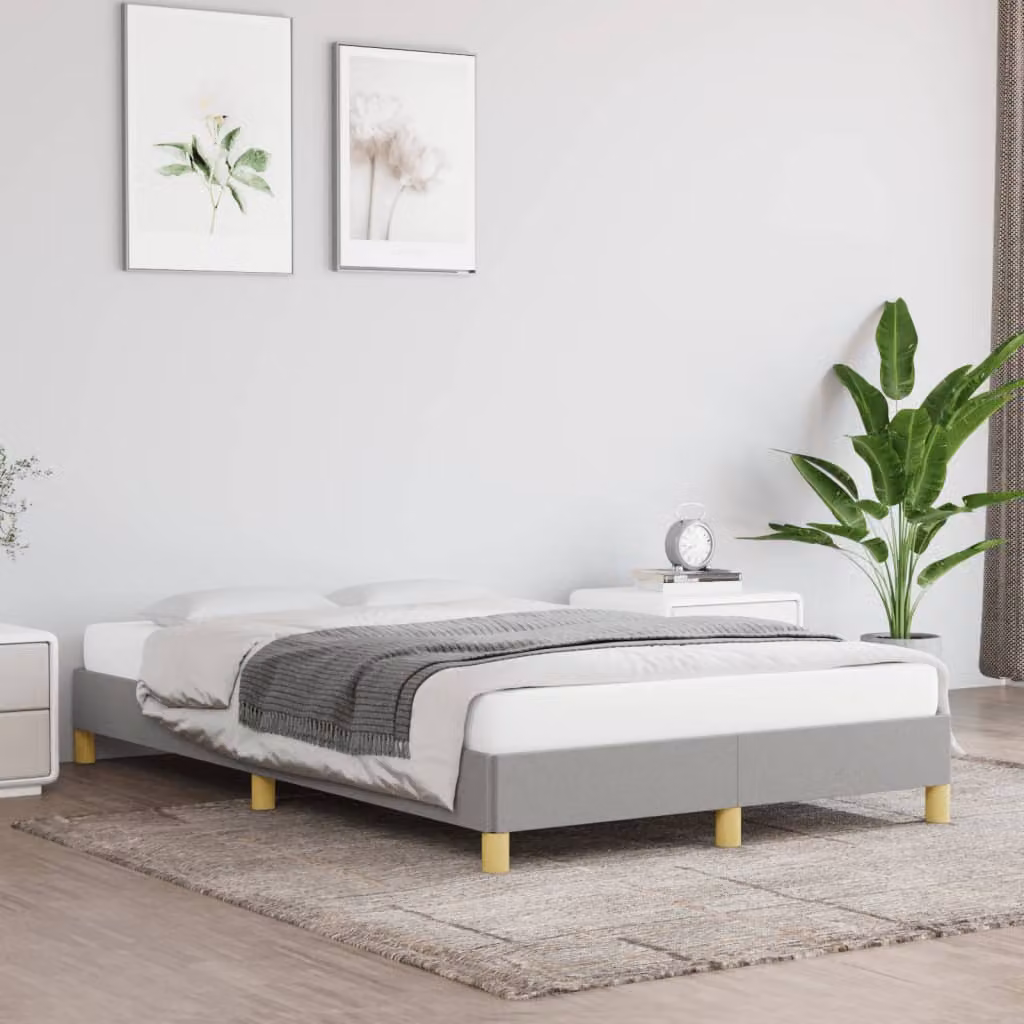 vidaXL Giroletto senza Materasso Grigio in Tessuto e Legno L/P/H: 120 x 200 x 190 cm