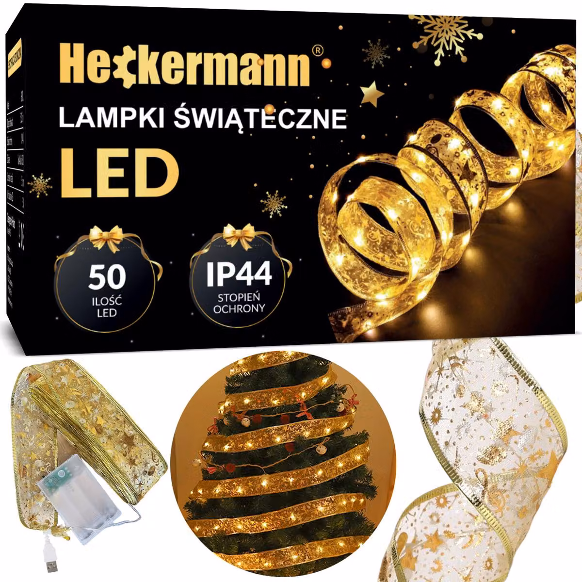 Catena luminosa natalizia LED bianca calda Heckermann 800L