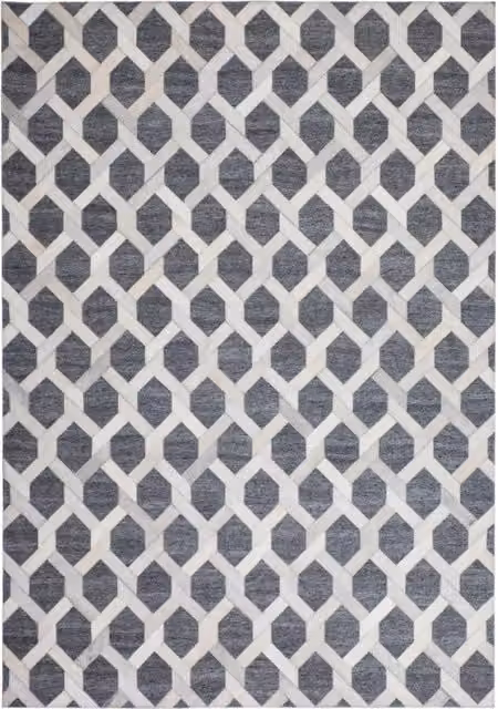 Tappeto Hybrid in viscosa e pelle grigio 80x150 cm