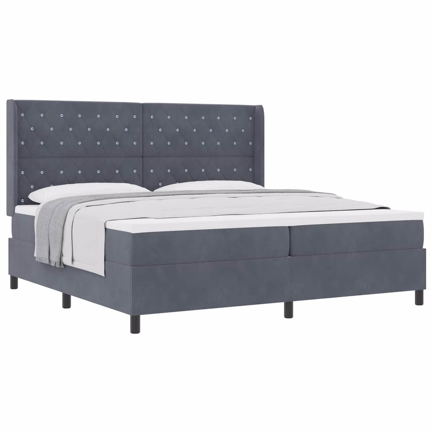 Letto a molle con materasso vidaXL in velluto grigio, L/P: 200 x 200 cm – 1