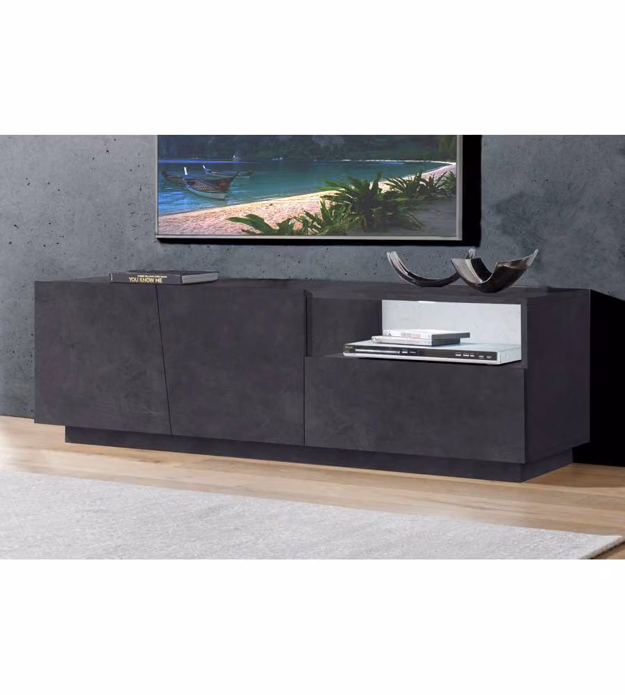 Porta TV VEGA moderno 2 ante battente 1 cassetto 150  ardesia