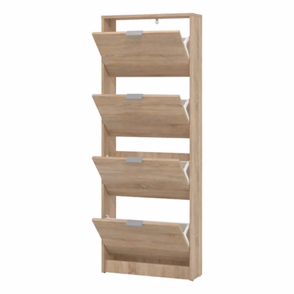 Scarpiera Pesche DMORA con ripiani, Marrone Rovere Chiaro, L: 58 cm, P: 18 cm, H: 155.5 cm – 2
