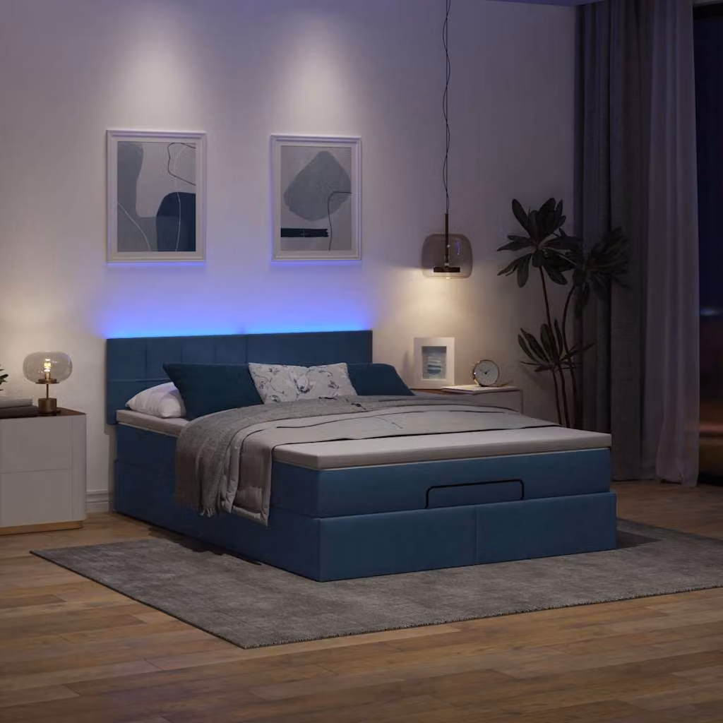 Maison Exclusive - Pouf Letto con Materasso e LED Blu 140x190 cm