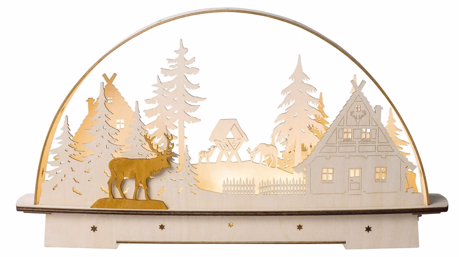 Casetta a forma di arco di luce, in legno, colorata, dimensioni 46x9,5x25 cm, con timer