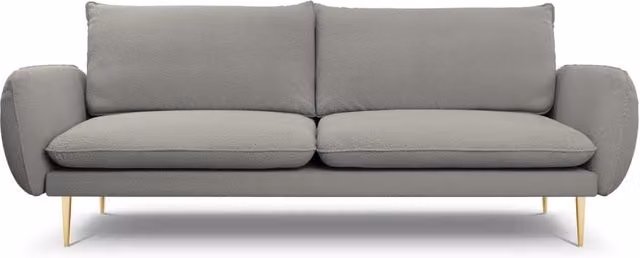 Divano 4 posti Vienna di Cosmopolitan Design in bouclé grigio con dettagli oro e cuscini inclusi – 1