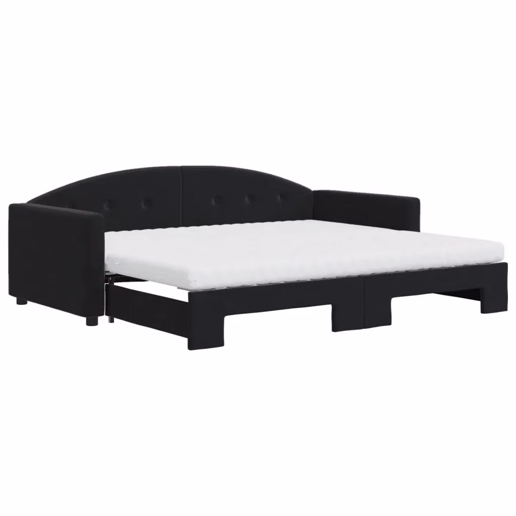 Divano Letto Estraibile vidaXL in Velluto Nero con Cassetto per Materasso 90x190 cm – 2