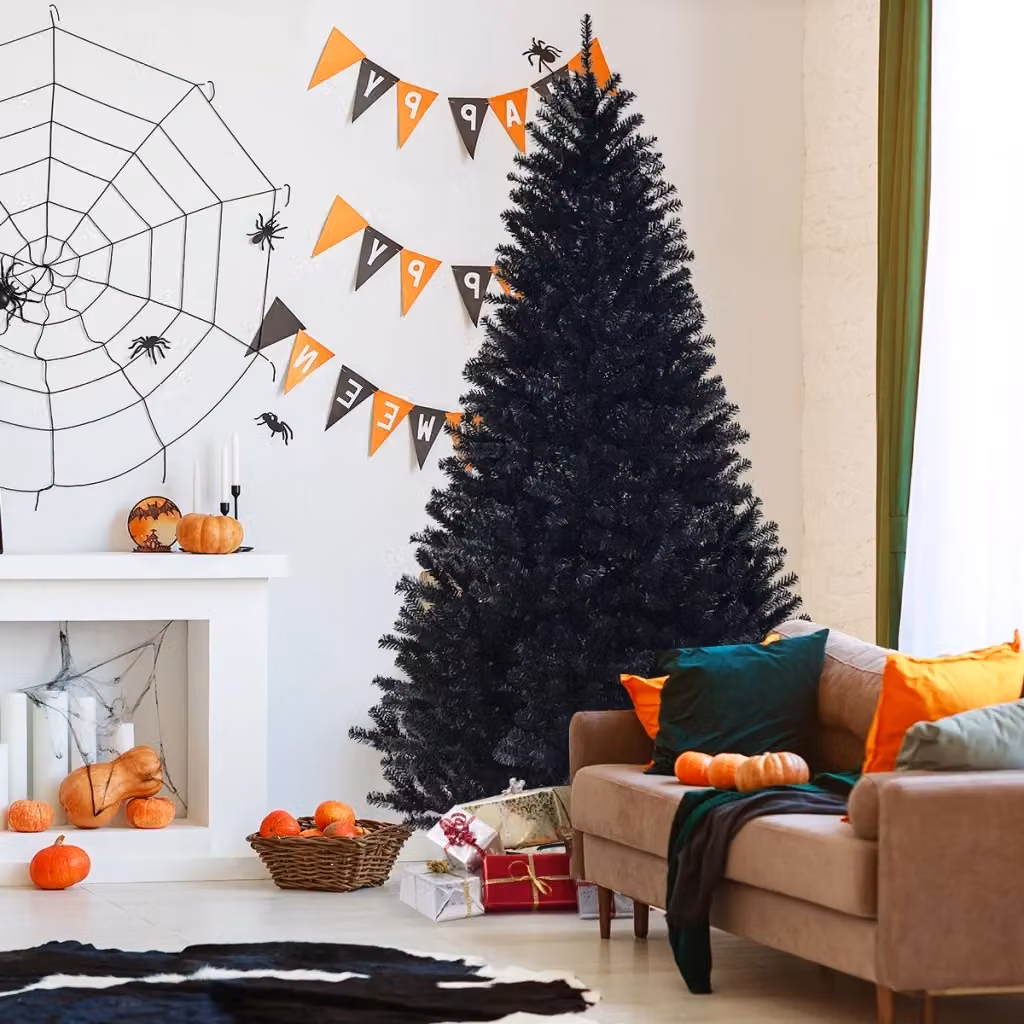 Albero di Natale artificiale nero con base in metallo, Altezza: 225 cm – 2