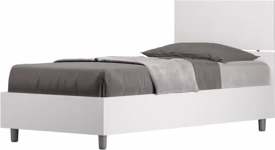 Letto Singolo 80x200 cm testata dritta Demas - Contenitore,Bianco Frassino