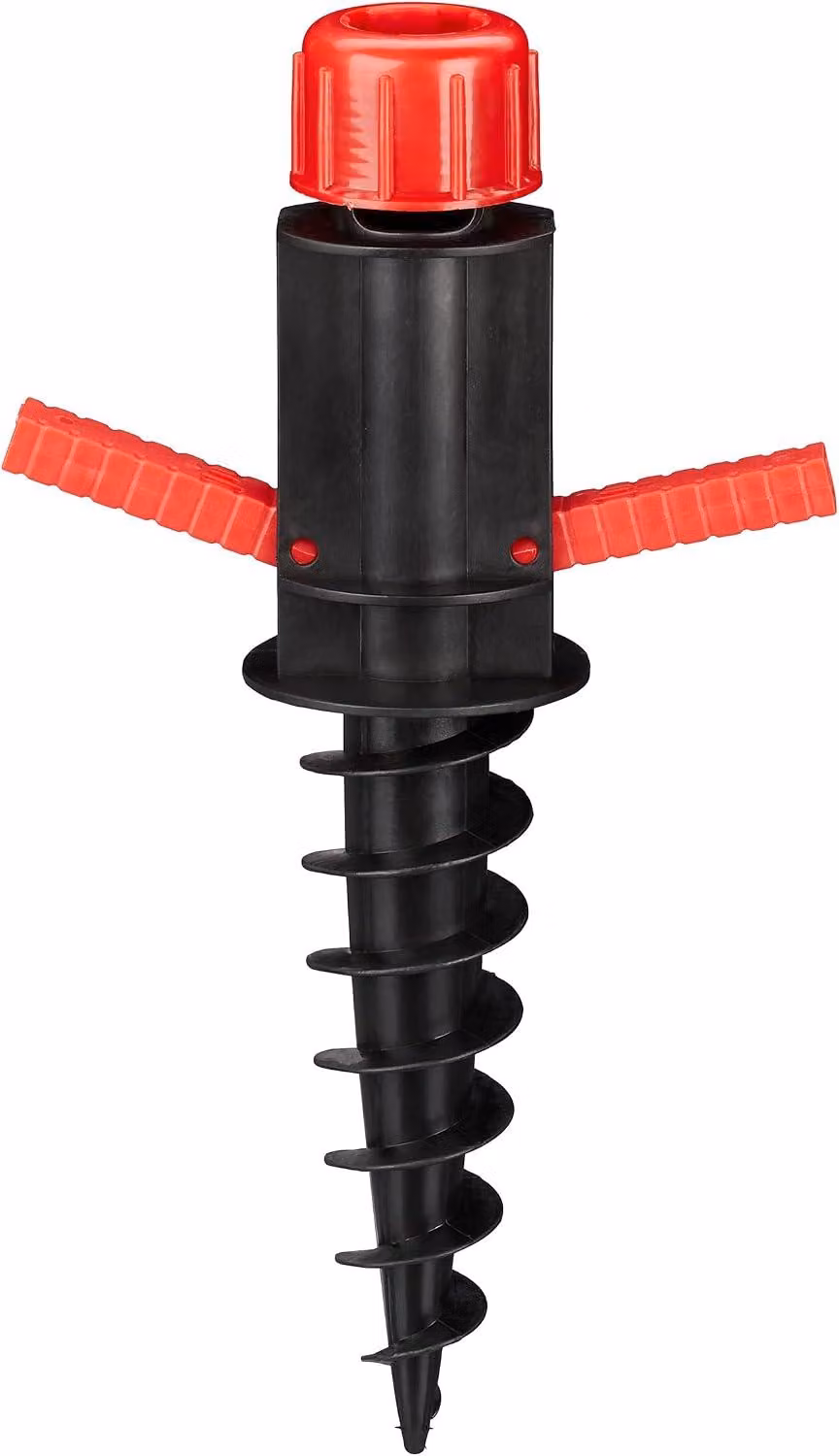 Tubo di ancoraggio - Tubo di ancoraggio con maniglie - Ancoraggio per ombrellone - 19-32 mm - Campeggio - Spiaggia - Nero - Rosso