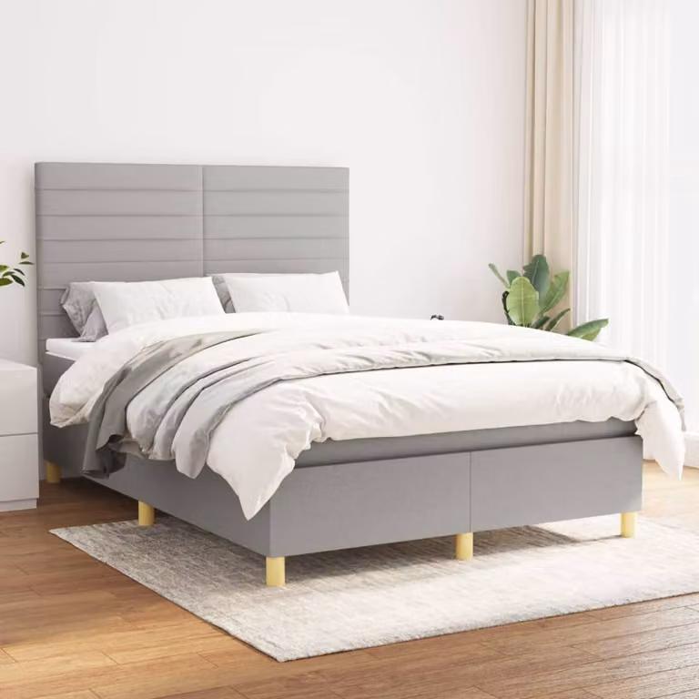 vidaXL Letto Ibrido con Giroletto a Molle e Materasso a Tasche Grigio e Bianco L/P/H: 200 x 140 x 44 cm
