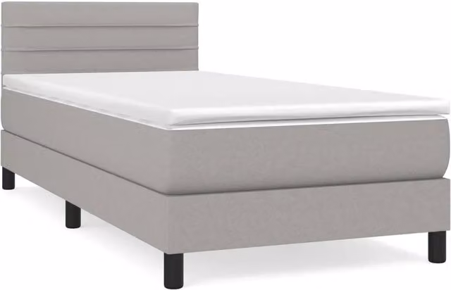 Letto singolo | Letto per adulti | Giroletto a Molle con Materasso Grigio Chiaro 90x200 cm Tessuto