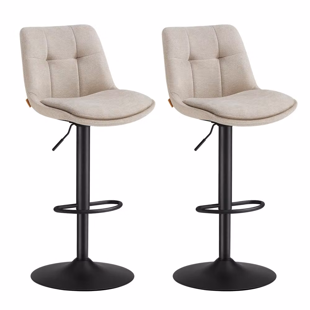 Set di 2 Sgabelli da Bar, Bianco Crema