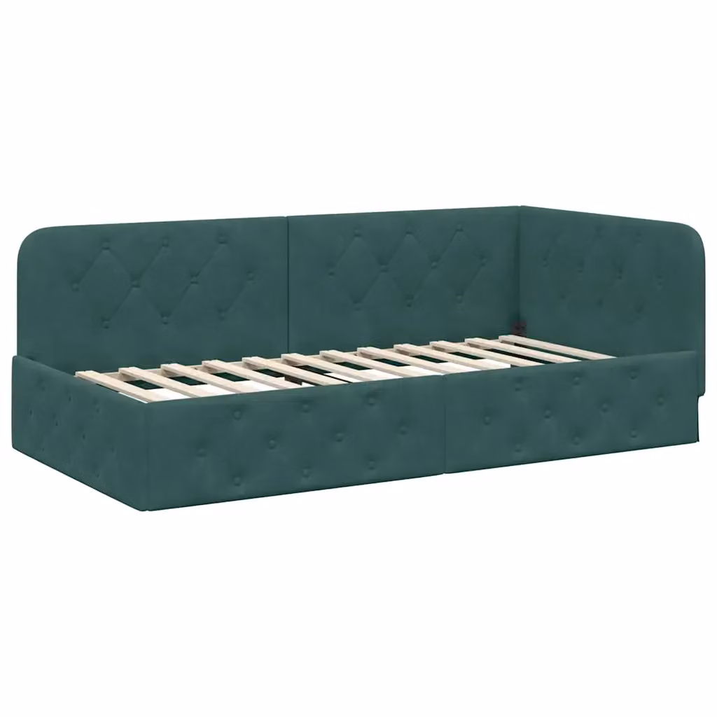 Cornice del letto ad angolo vidaXL in velluto verde, L 100 x P 200 cm – 2