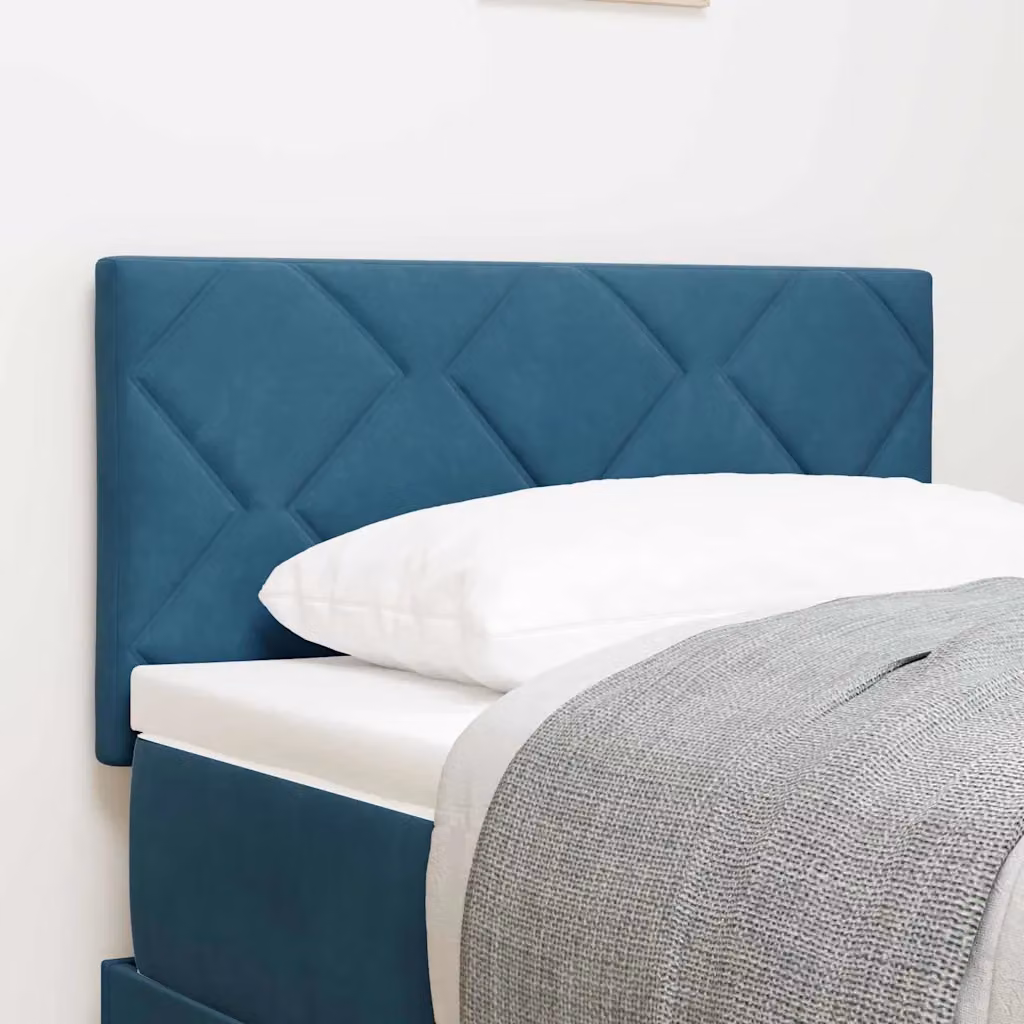 Testiera per letto vidaXL in velluto blu con illuminazione LED integrata e porta di ricarica USB, Larghezza: 80 cm