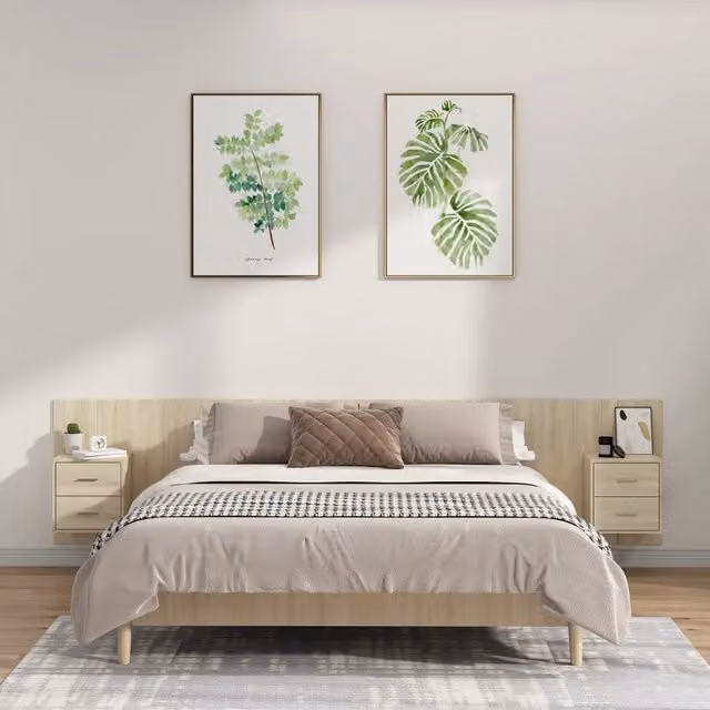 Testiera Letto con Comodini in Legno Multistrato Rovere Sonoma 3115758