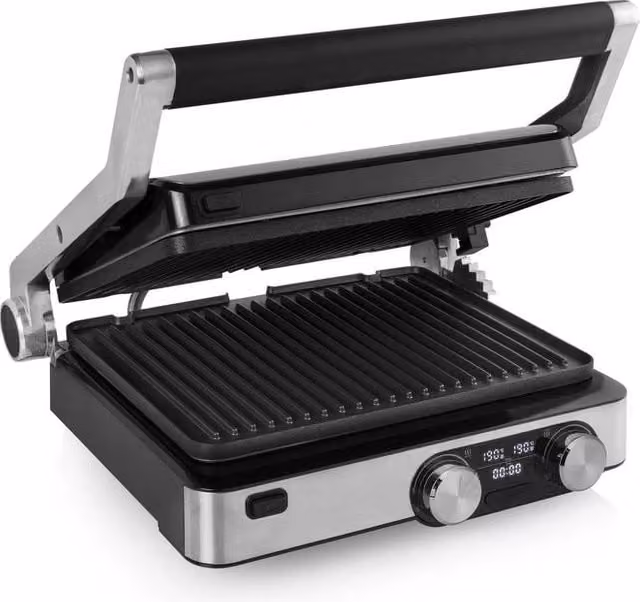 Princess Grill Digitale Master Pro 2000W con Termostato Regolabile in Acciaio Inox Nero e Argento