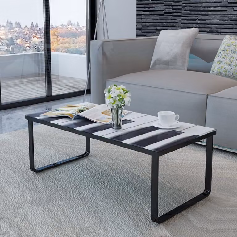 Maison Exclusive - Tavolino con piano in vetro e stampa a forma di pianoforte