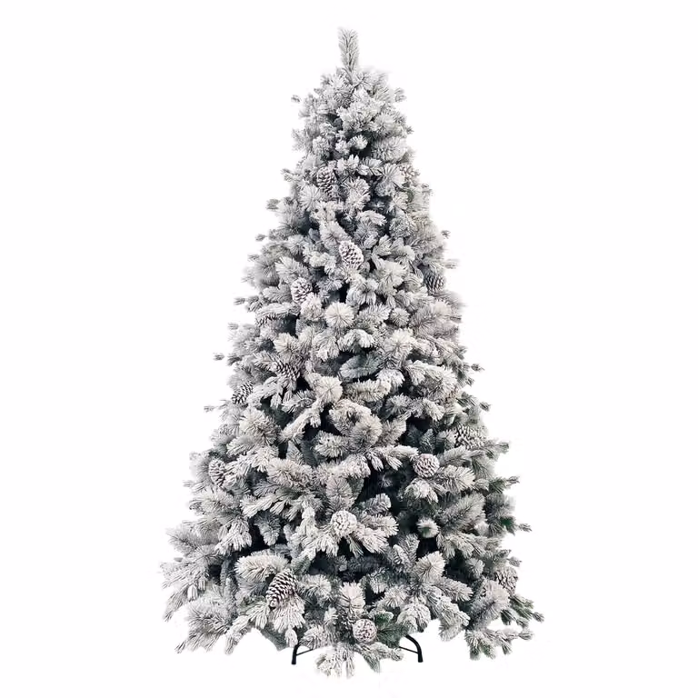 Albero di Natale Artificiale Innevato Monte Pamir VESTIAMO CASA, Colore Bianco e Verde, Altezza: 230 cm, Diametro alla base: 156 cm
