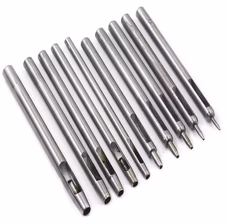 Set di strumenti per forare la pelle, 10 pezzi, punzoni per fori da 0,5 a 5 mm, Acciaio al carbonio