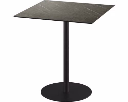 Urban - Tavolo da terrazzo, struttura nera + piano in HPL effetto marmo Midnight, 70x70 cm, 1 pezzo