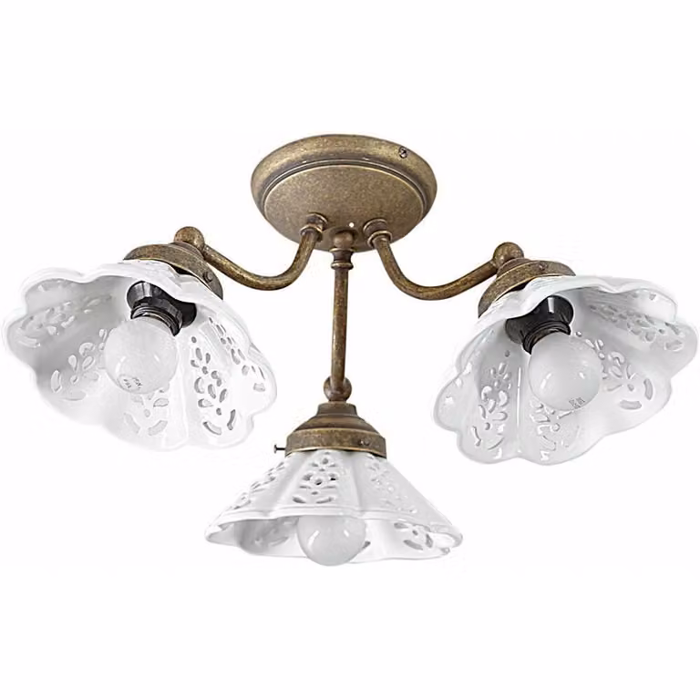 NAPOLI plafoniera E14, 3x40W, 230V, paralume in Vetroceramica, bronzo