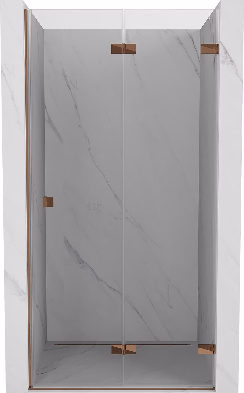 Mexen Lunar-F porta doccia pieghevole destra 70 cm, trasparente, oro rosa - 836-070-000-60-00-P