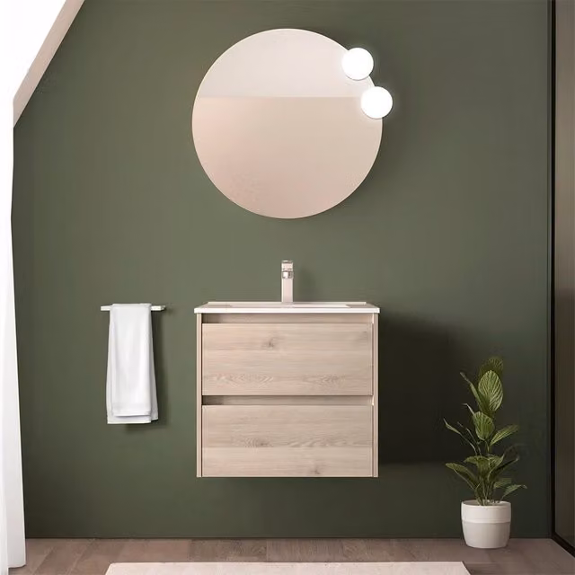 Mobile bagno sospeso Gaya in rovere bali con lavabo ad incasso, L: 70 cm, P: 45 cm, H: 54 cm