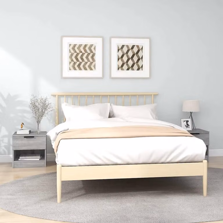Set di 2 comodini moderni vidaXL in legno multistrato e MDF, colore grigio Sonoma, finitura opaca