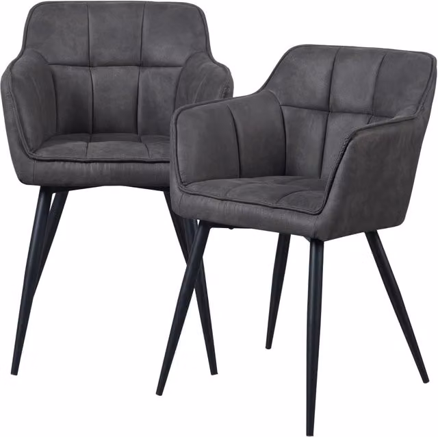 Set di 2 Sedie per Sala Pranzo Birmingham Effetto Velluto Grigio Scuro [en.casa]