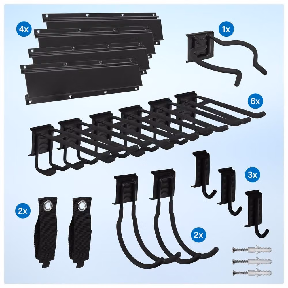 Dönges Supporto a parete Garage 4 pannelli da 40 cm incl. 12 ganci a muro JD152558