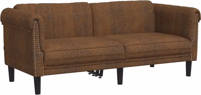 Divano | Divano da soggiorno | Sofa a 2 Posti Marrone in Similpelle Scamosciata