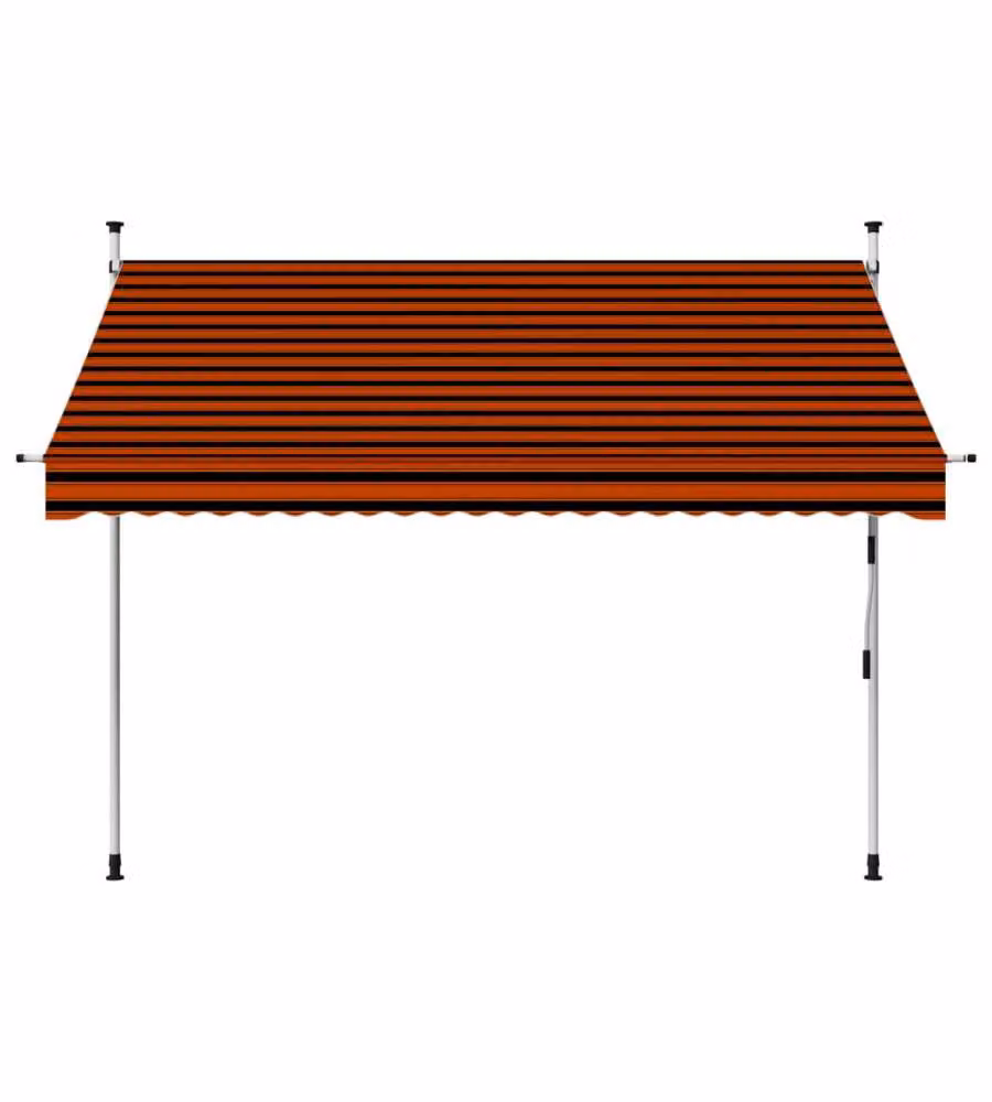 vidaXL Tenda da Sole Retrattile Manuale con Manovella in Poliestere e Acciaio, Arancione e Marrone, L: 250 cm – 2