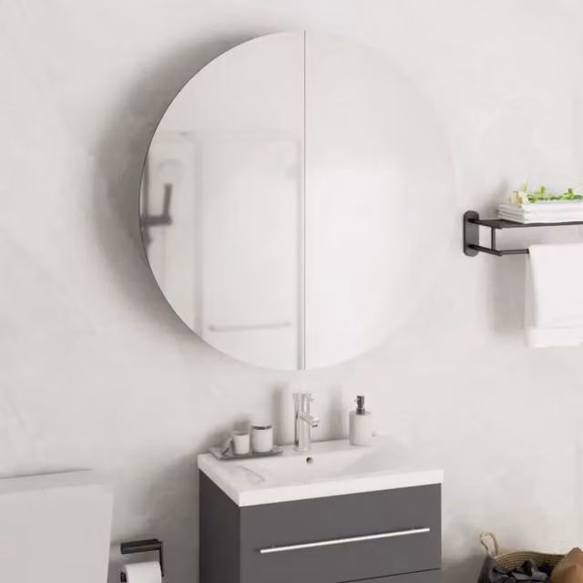 Armadio da bagno moderno vidaXL nero con specchio e illuminazione LED a parete L: 54 cm, P: 17,5 cm, H: 55 cm