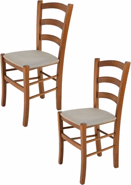 Set di 2 sedie Venice Tommychairs in legno di faggio color noce chiaro con seduta in tessuto camoscio marrone – 1