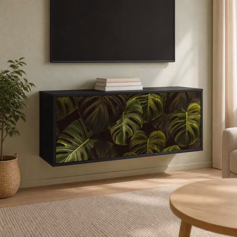 Mobile TV da parete vidaXL ELBURG in Rovere Nero, L: 102 cm, P: 33 cm, H: 40 cm