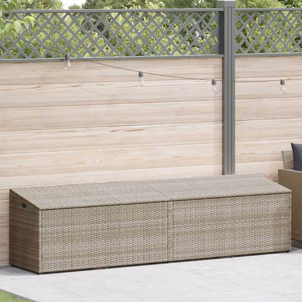 Baule da Giardino Grigio Chiaro 220x50x58 cm in Polyrattan