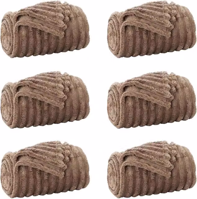 Coperte da Pile 6 pz Cammello 270 x 240 cm Panno