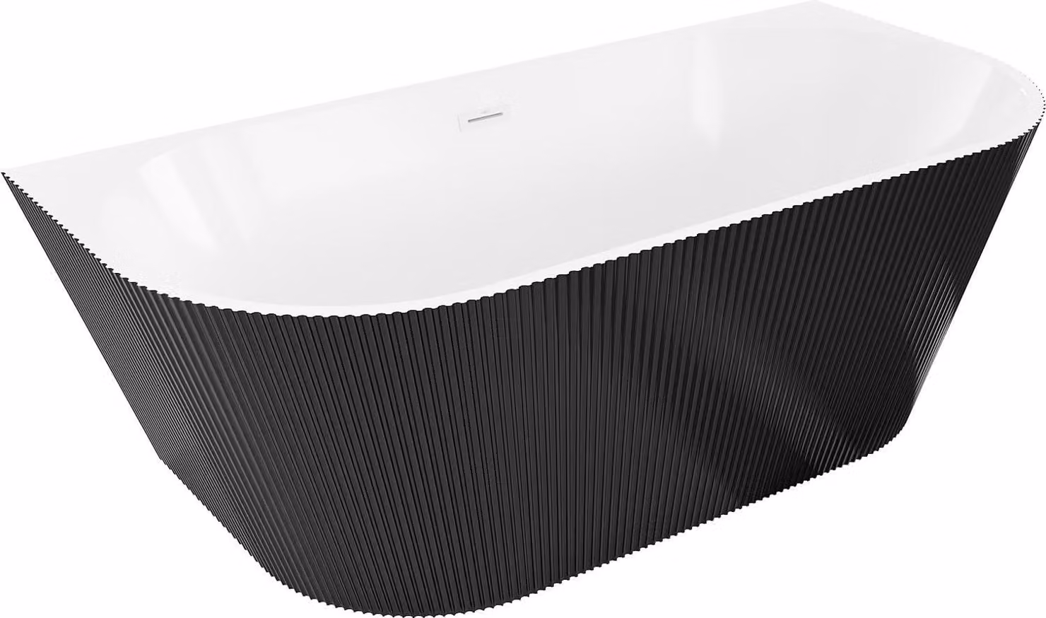 Mexen Oris vasca da bagno freestanding accostata a parete rigata 170 x 80 cm, bianca/nera, troppopieno bianco - 52871708075-20