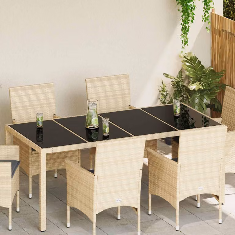 Piano del tavolo 4 pcs Nero Vetro