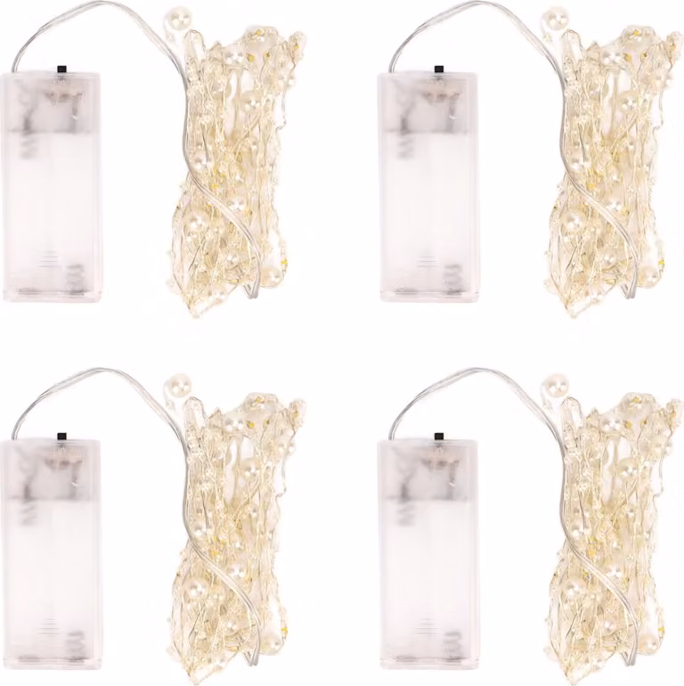 4pcs collana di perline luci bianche perline fai da te attraente plastica decorativa metallo a bassa tensione LED