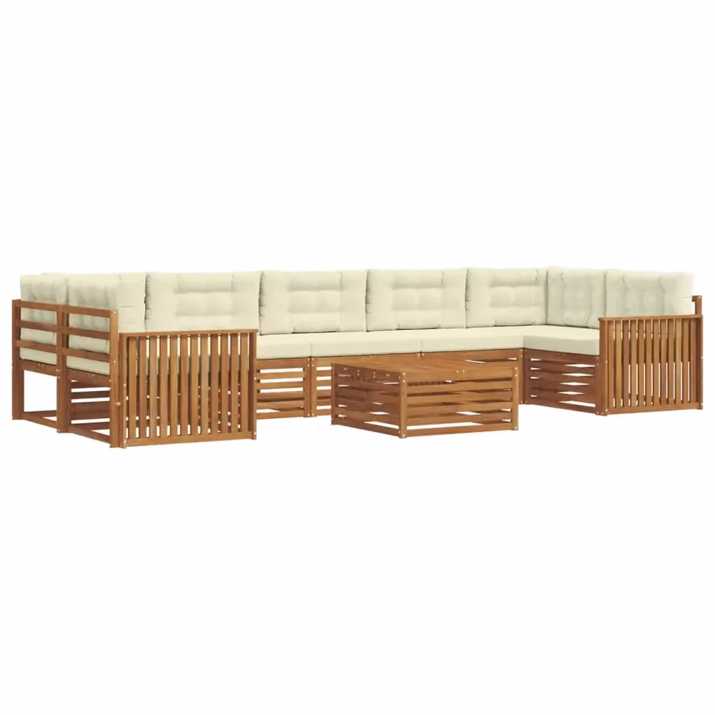 Set di divani da esterno moderno vidaXL in legno di acacia, 8 pezzi, colore beige e marrone – 2