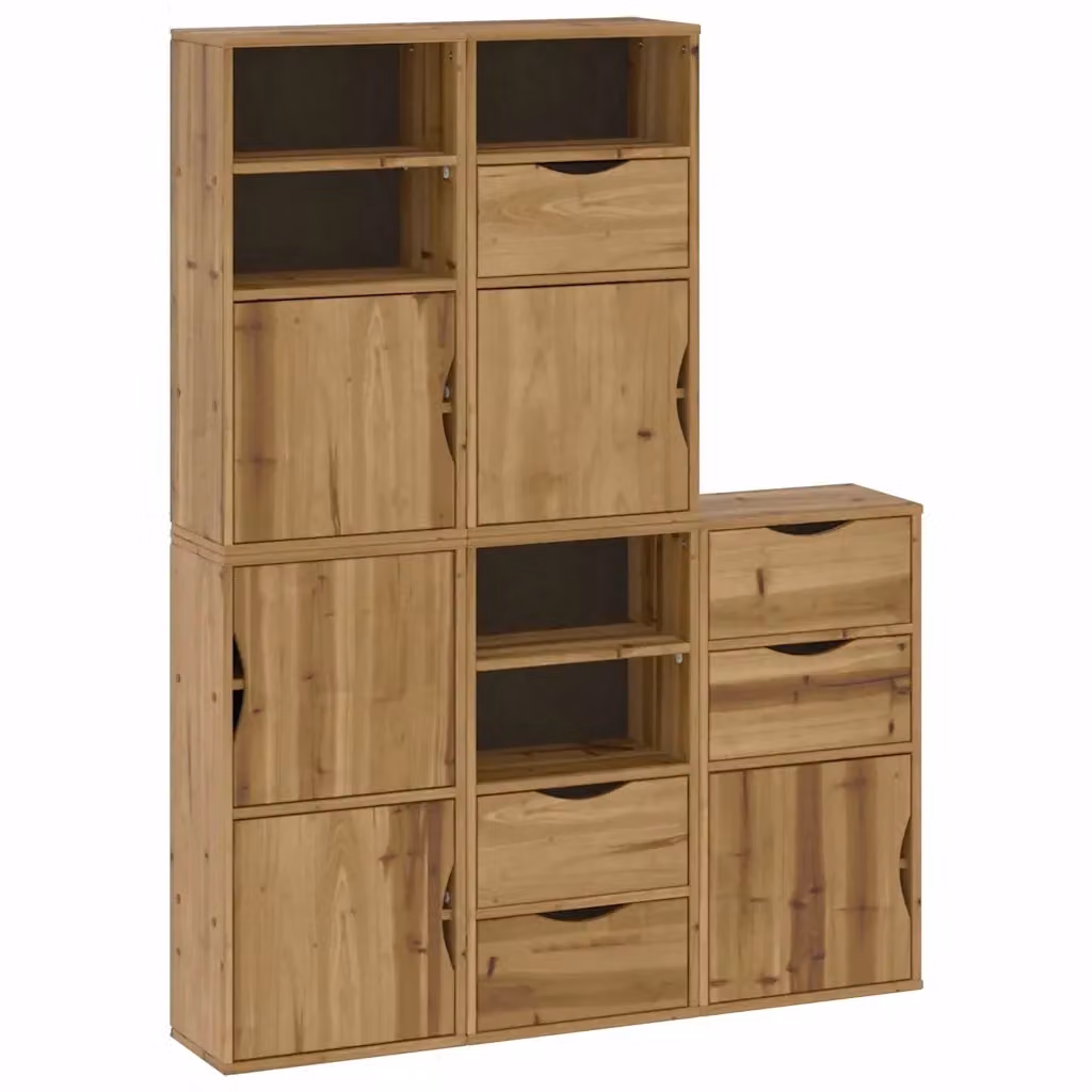 Set di 5 armadietti a muro vidaXL ODDA in legno massello di pino color marrone, stile rustico cerato, L: 40 cm, P: 24 cm, H: 79 cm – 2