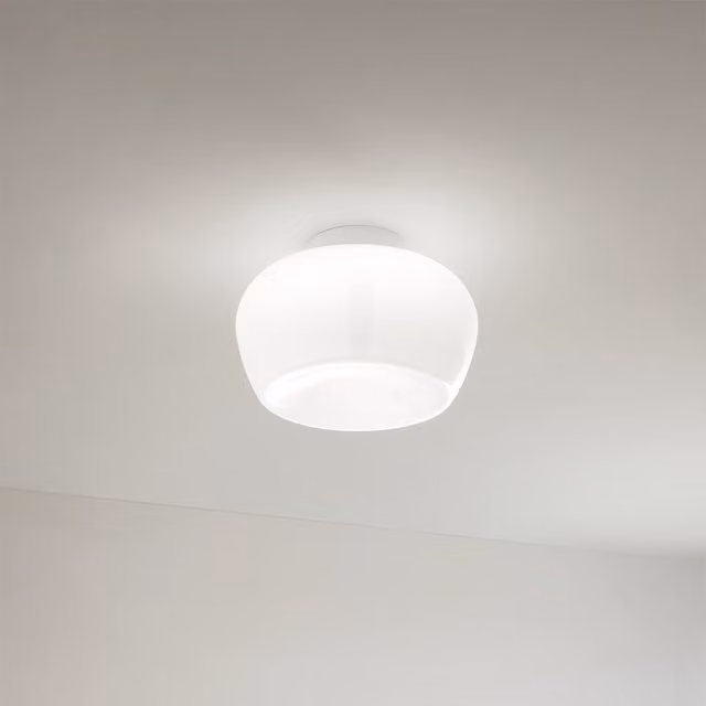 Plafoniera LED Perenz Kave bianca con vetro e metallo, luce calda dimmabile