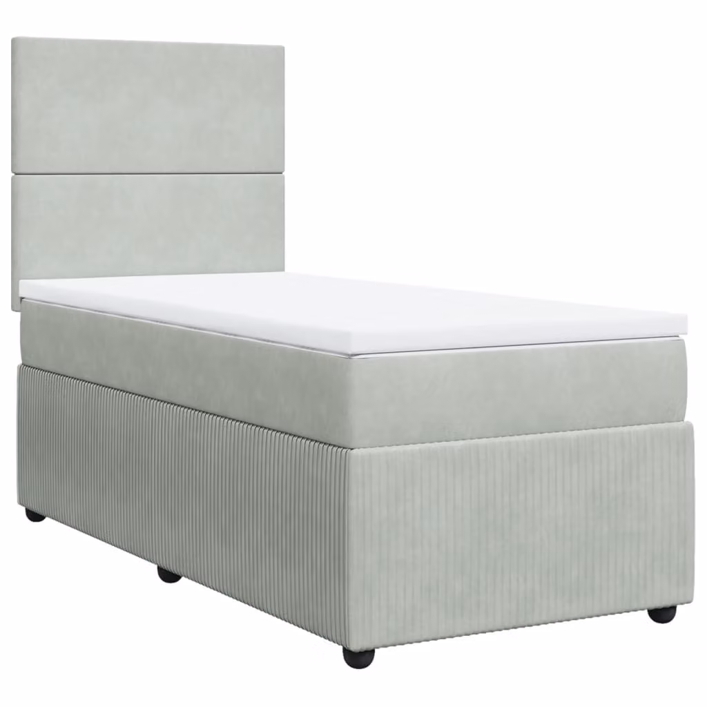 Giroletto a Molle con Materasso Grigio Chiaro 100x200cm Velluto