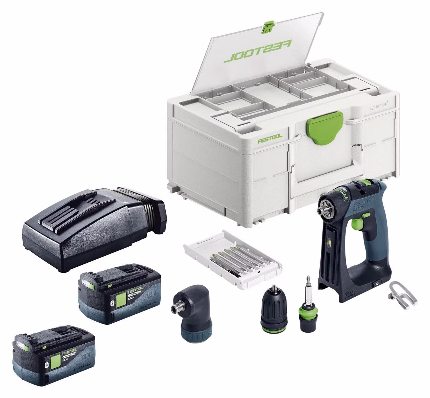 Festool CXS 18-Basic-Set trapano avvitatore a batteria 18 V 40 Nm brushless + 2x batteria ricaricabile 5,0 Ah + caricabatterie + systainer